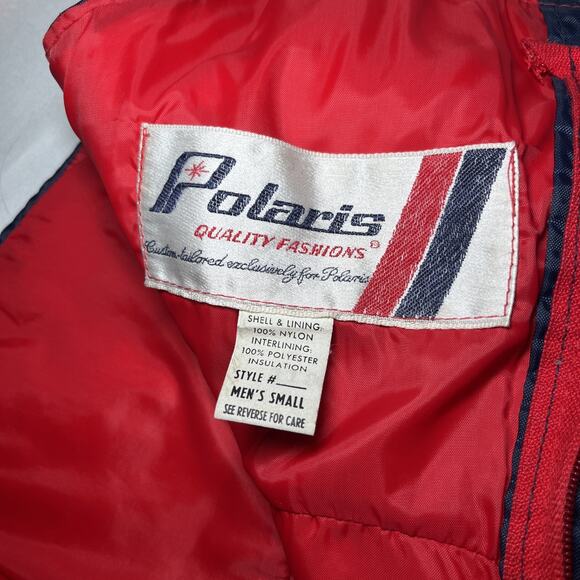 Vintage Polaris Men's Snowpant Bibs Size S Blue Red 70s Snowmobiling **READ** - Picture 4 of 12